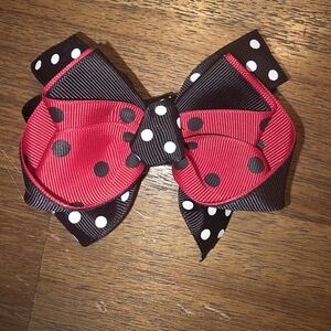 Polka Dot Red and Black Hair Bow